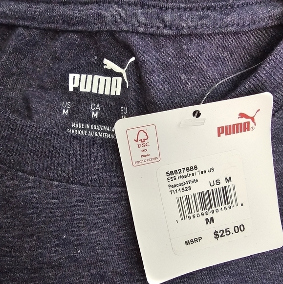 NWT Puma Men Short Sleeve Blue Logo Tee Size Medium - Picture 4 of 5